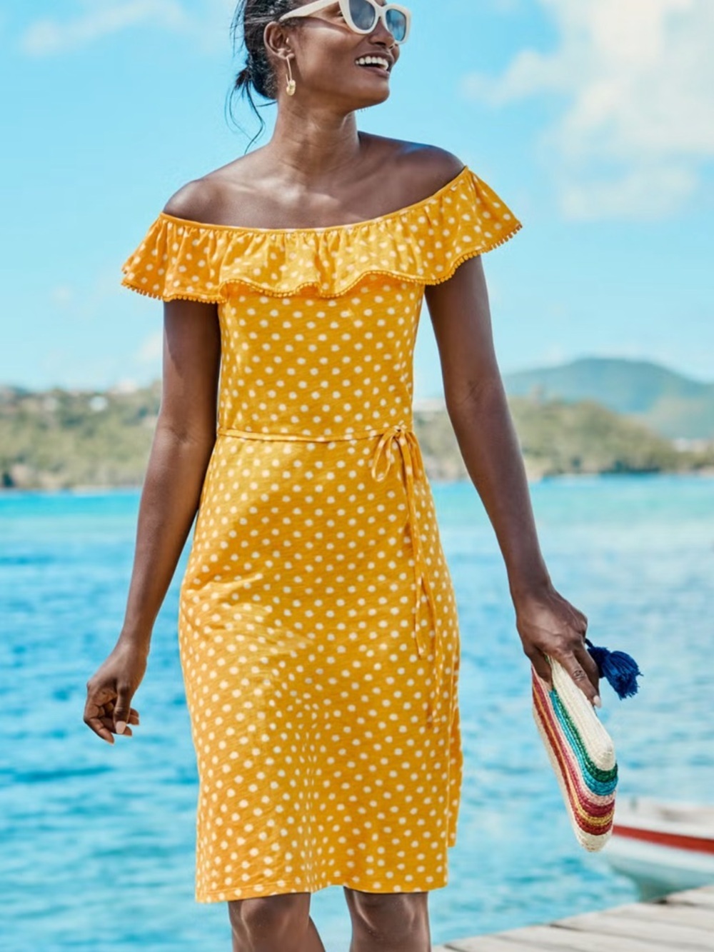 NWT BODEN Bethany Polka Dot Off the Shoulder Dress 2R